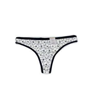 Auden Womens Cotton Blend Light & Airy Thong Panties Medium Floral Black White